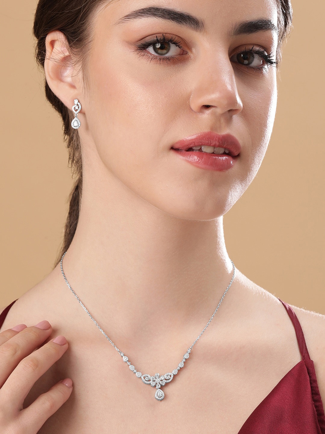 

Rubans Silver Rhodium Plated Jewellery Set