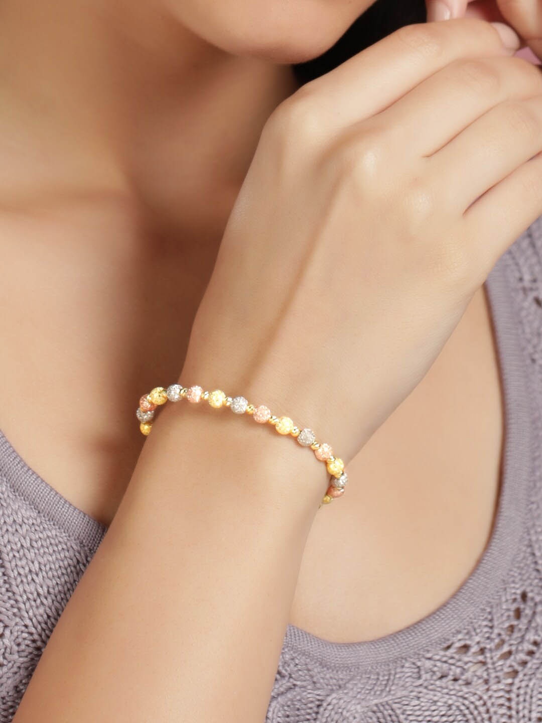 

Rubans Silver 925 Sterling Silver Rhodium-Plated Wraparound Bracelet, Gold