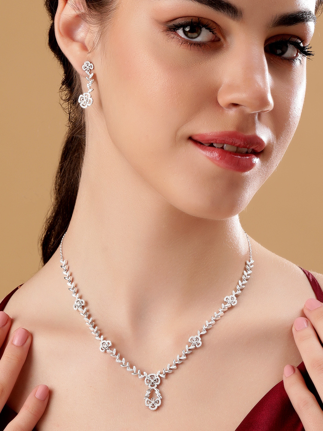 

Rubans Silver Rhodium Plated Jewellery Set