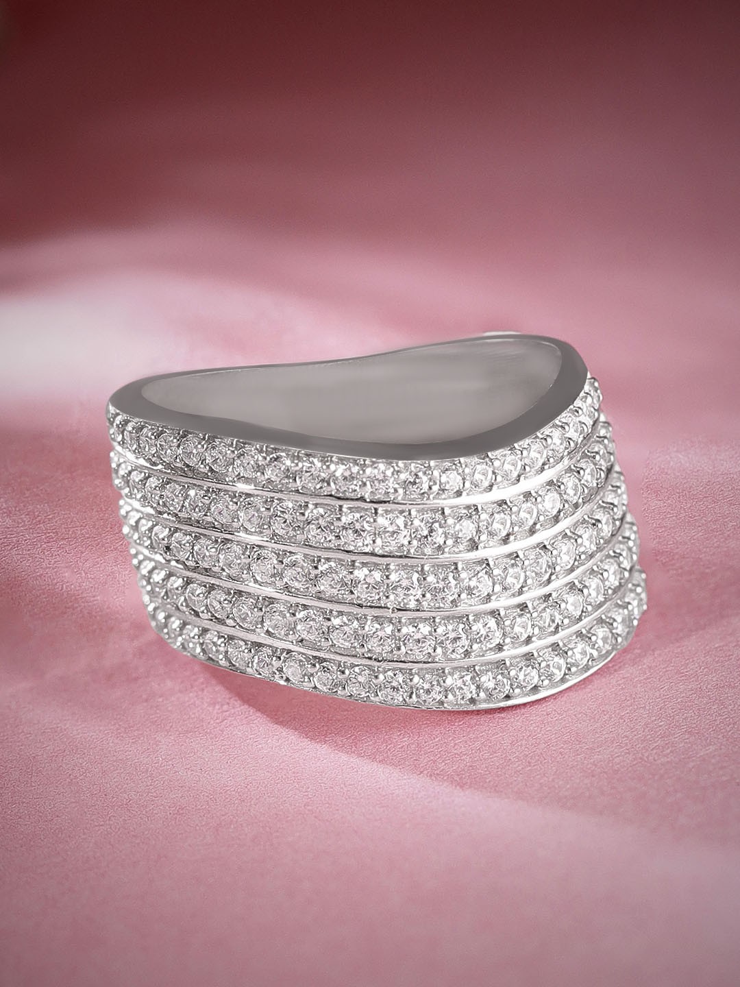 

Rubans Silver Silver Plated Stone Studded Sterling Silver Finger Ring