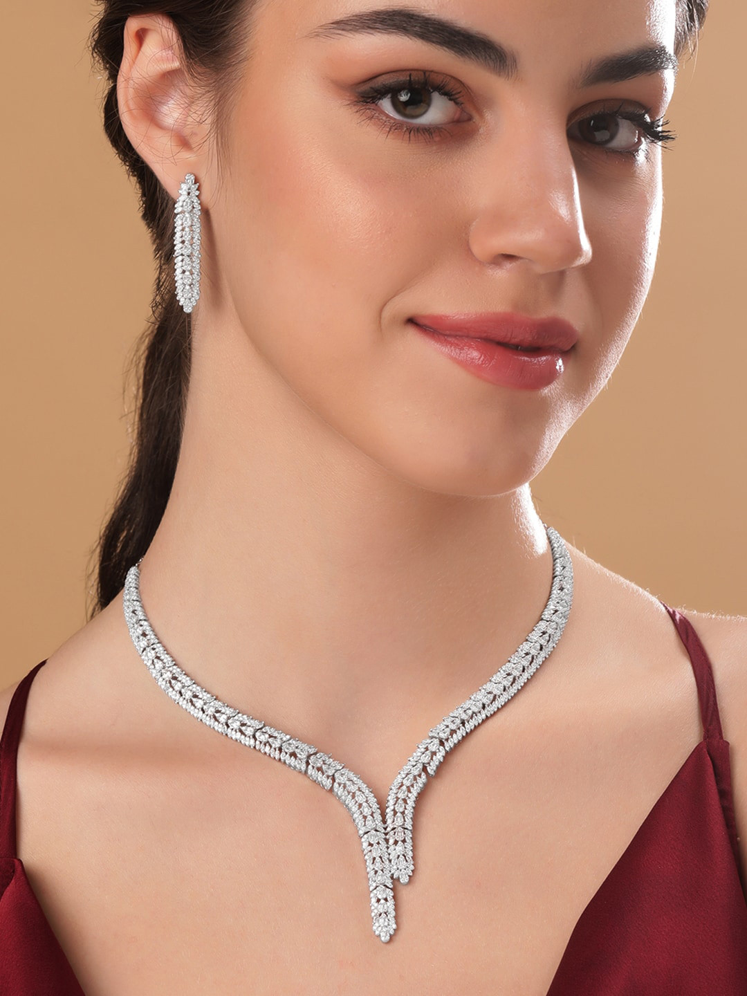 

Rubans Silver Rhodium Plated Jewellery Set