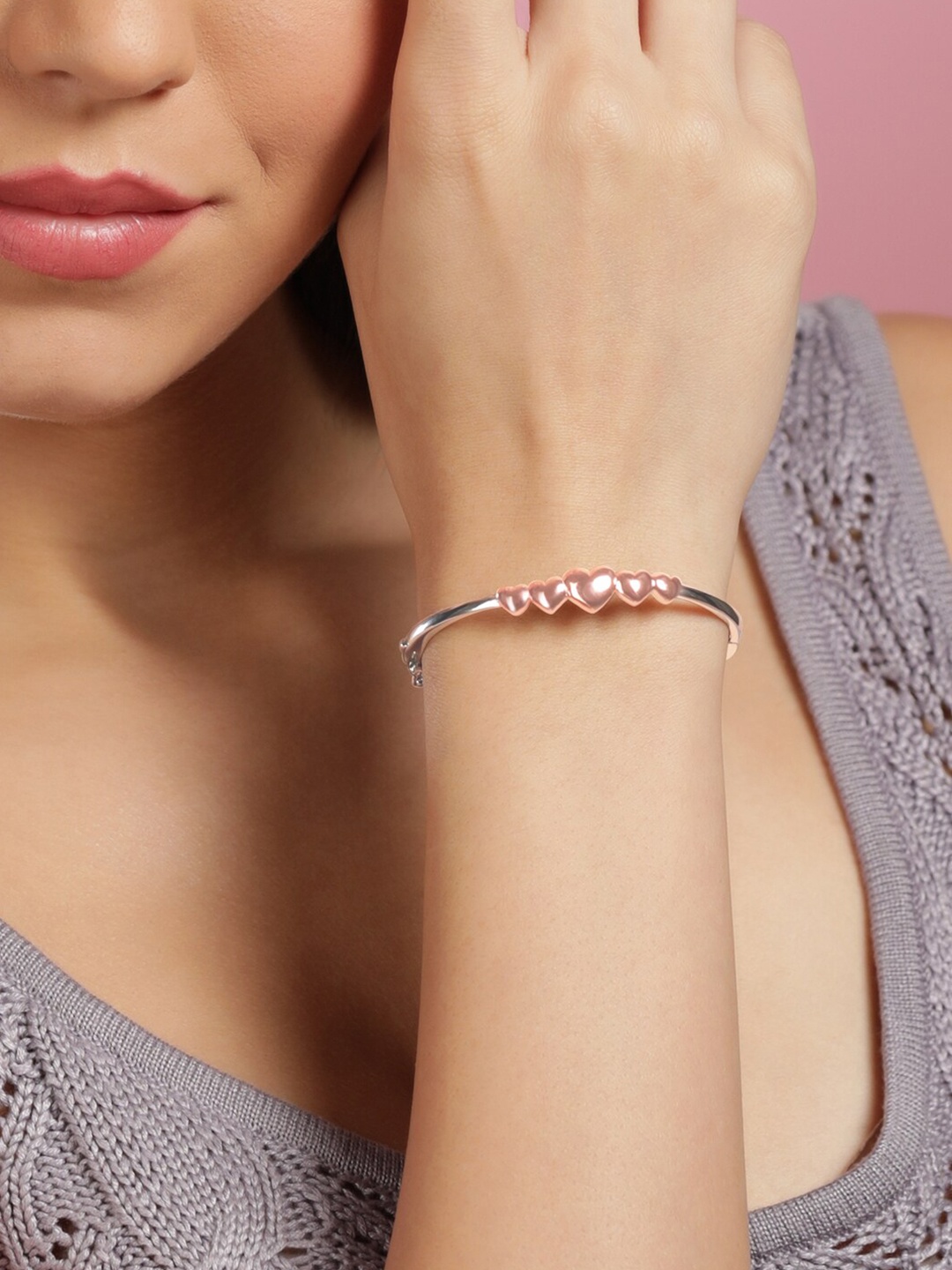

Rubans Silver 925 Sterling Silver Rhodium Plated Kada Bracelet
