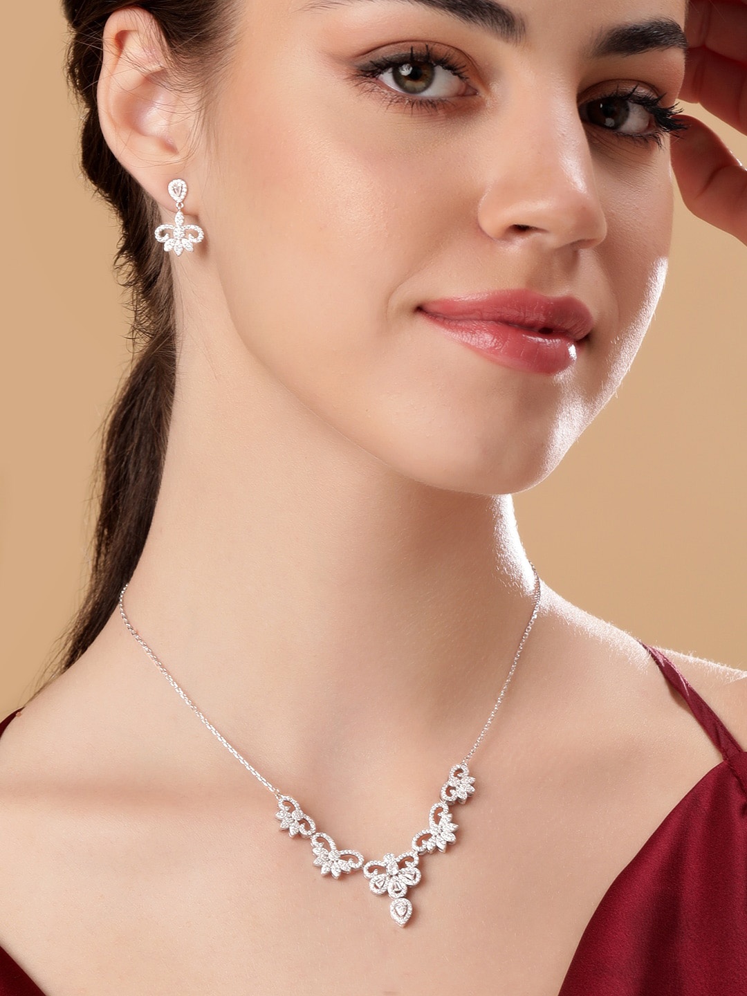 

Rubans Silver Rhodium Plated Jewellery Set
