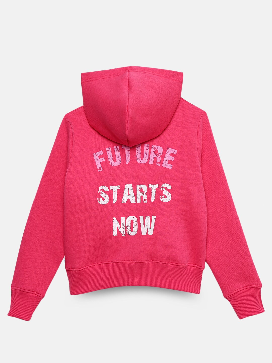 

mackly Girls Typography Printed Hooded Cotton Pullover, Pink