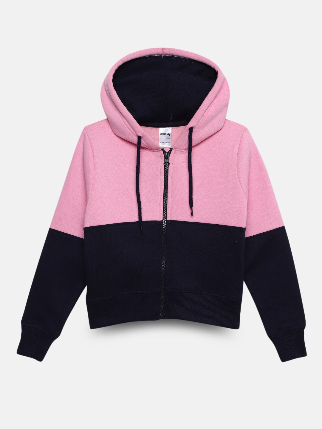 

mackly Girls Colourblocked Hooded Front Open Sweatshirt, Pink