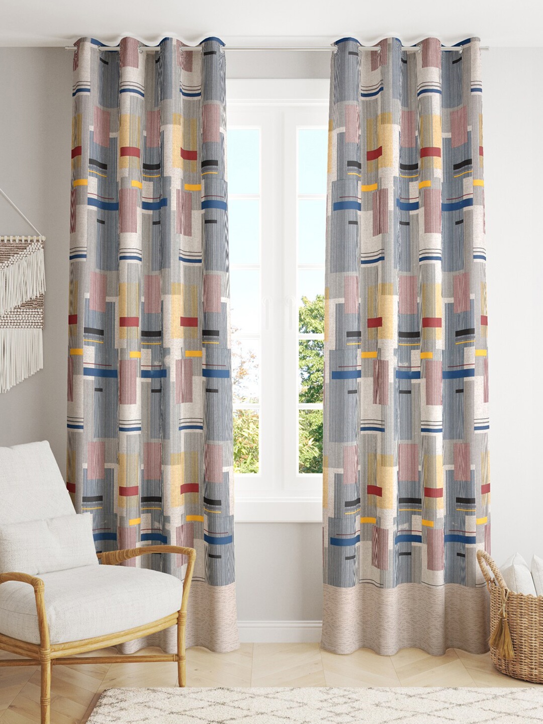 

Salona Bichona Red & Blue Geometric Door Curtain