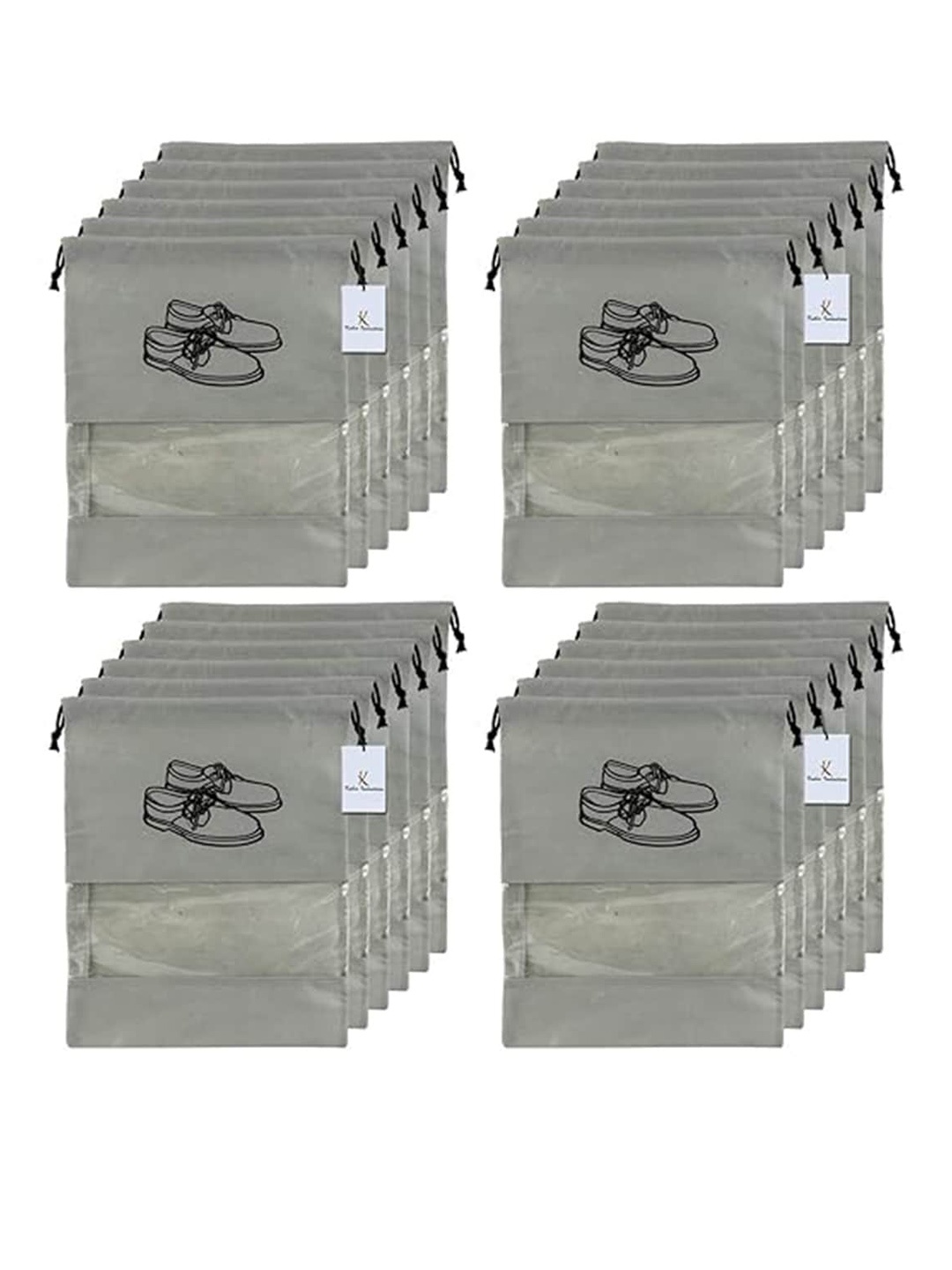 

Kuber Industries Grey 24-Pieces Printed Travel Shoe Organisers