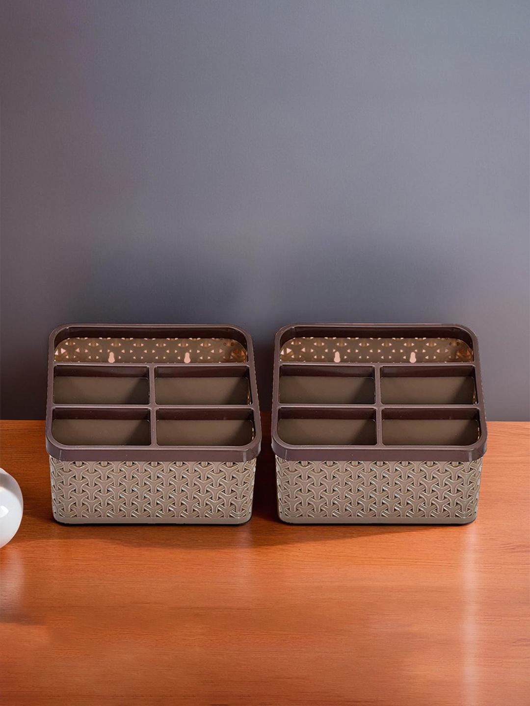 

Kuber Industries Set of 2 Brown Textured Multi-Utility Organiser