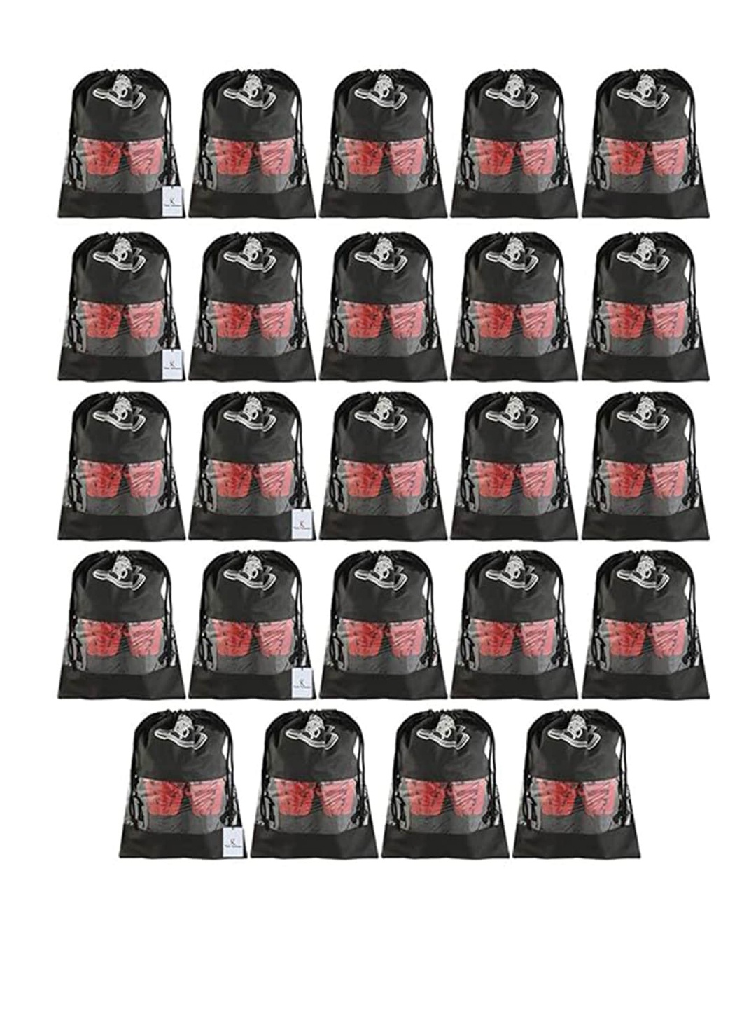 

Kuber Industries Black 24 Pieces Printed Travel Shoe Organisers