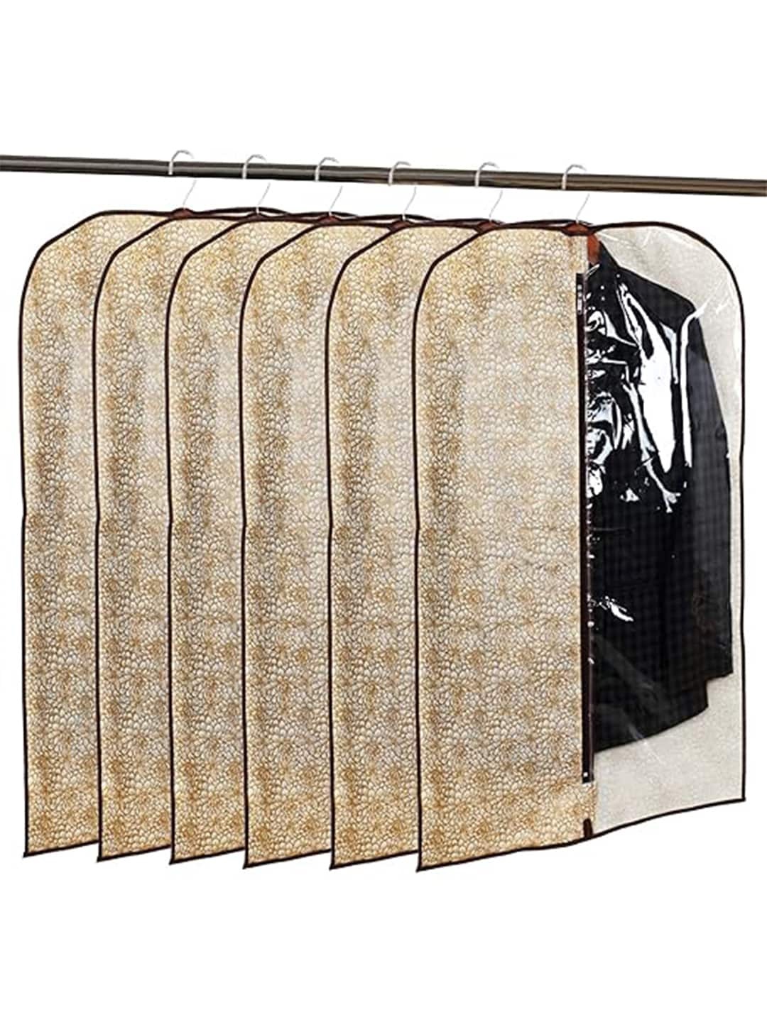 

Kuber Industries Yellow & Brown 6 Pcs Printed Non-Woven Multi-Utility Hanging Organisers