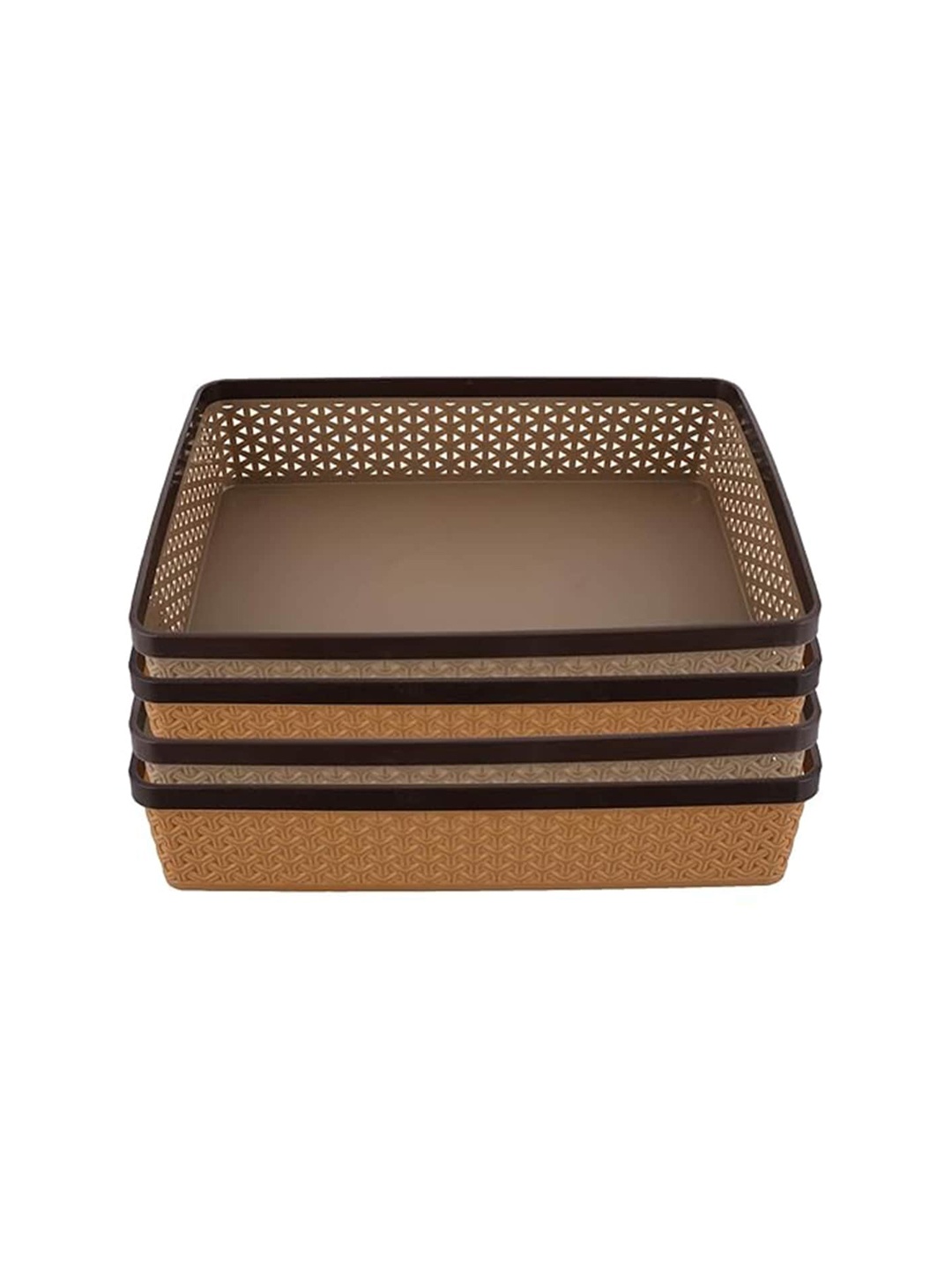 

Kuber Industries Brown 4 Pieces Stationary Office Tray Organisers, Coffee brown