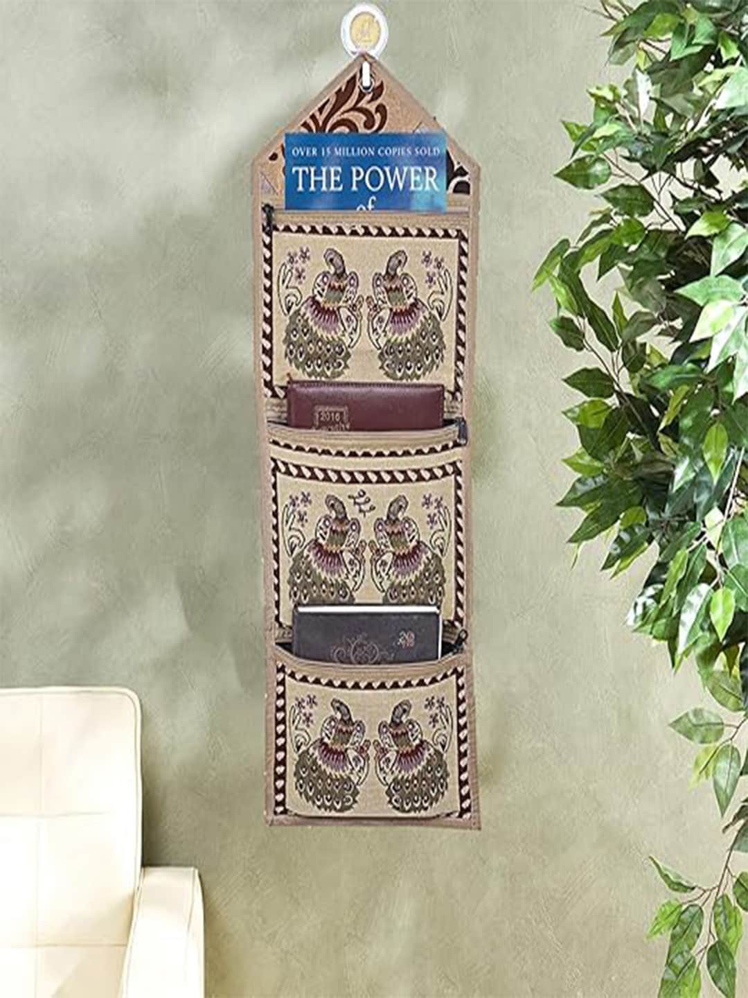 

Kuber Industries Beige 2 Pieces Printed Wall Hanging Magazine Letter Holder Organisers