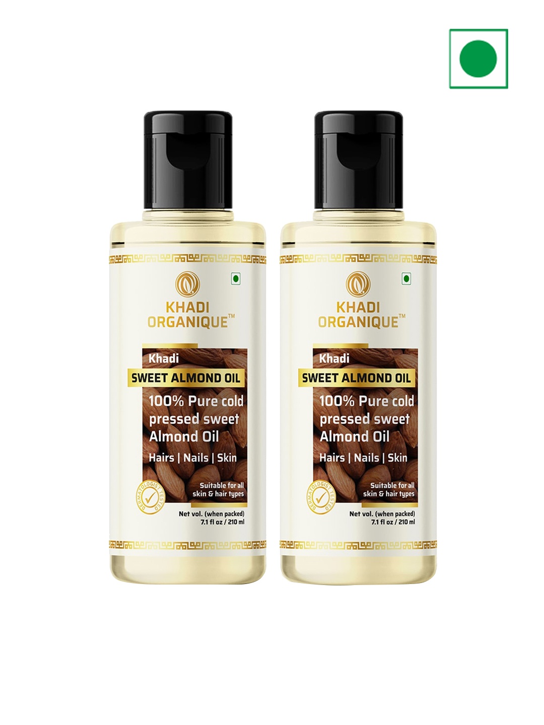 

Khadi Organique 100% Pure Set Of 2 Cold Pressed Sweet Almond Oil - 210ml Each, White