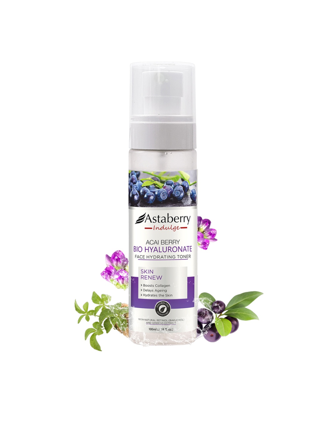 

Astaberry Indulge Acai Berry Bio Hyaluronate Face Hydrating Toner - 100ml, Purple