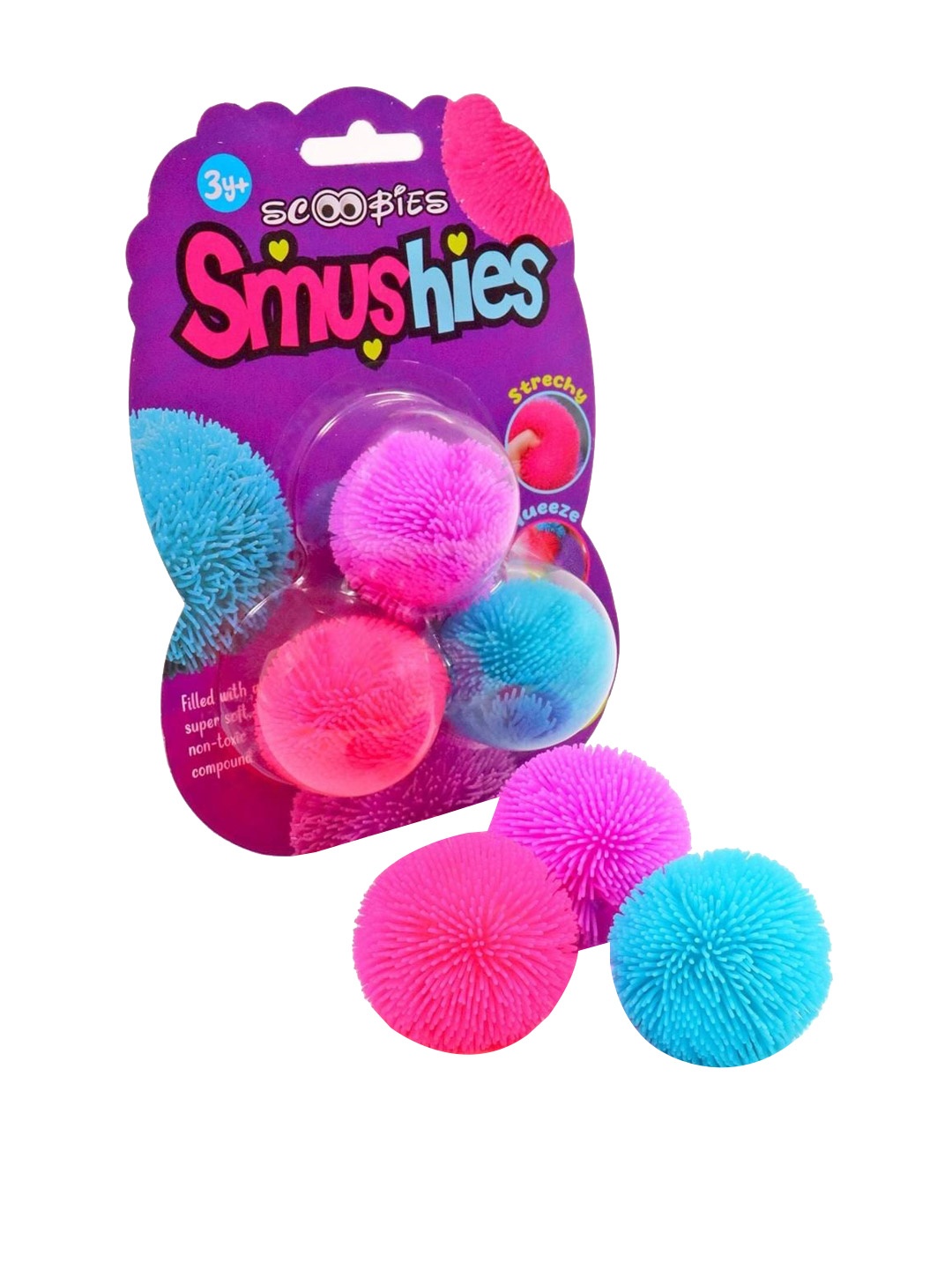 

SCOOBIES Kids Set Of 3 Stretchable Smushies, Pink