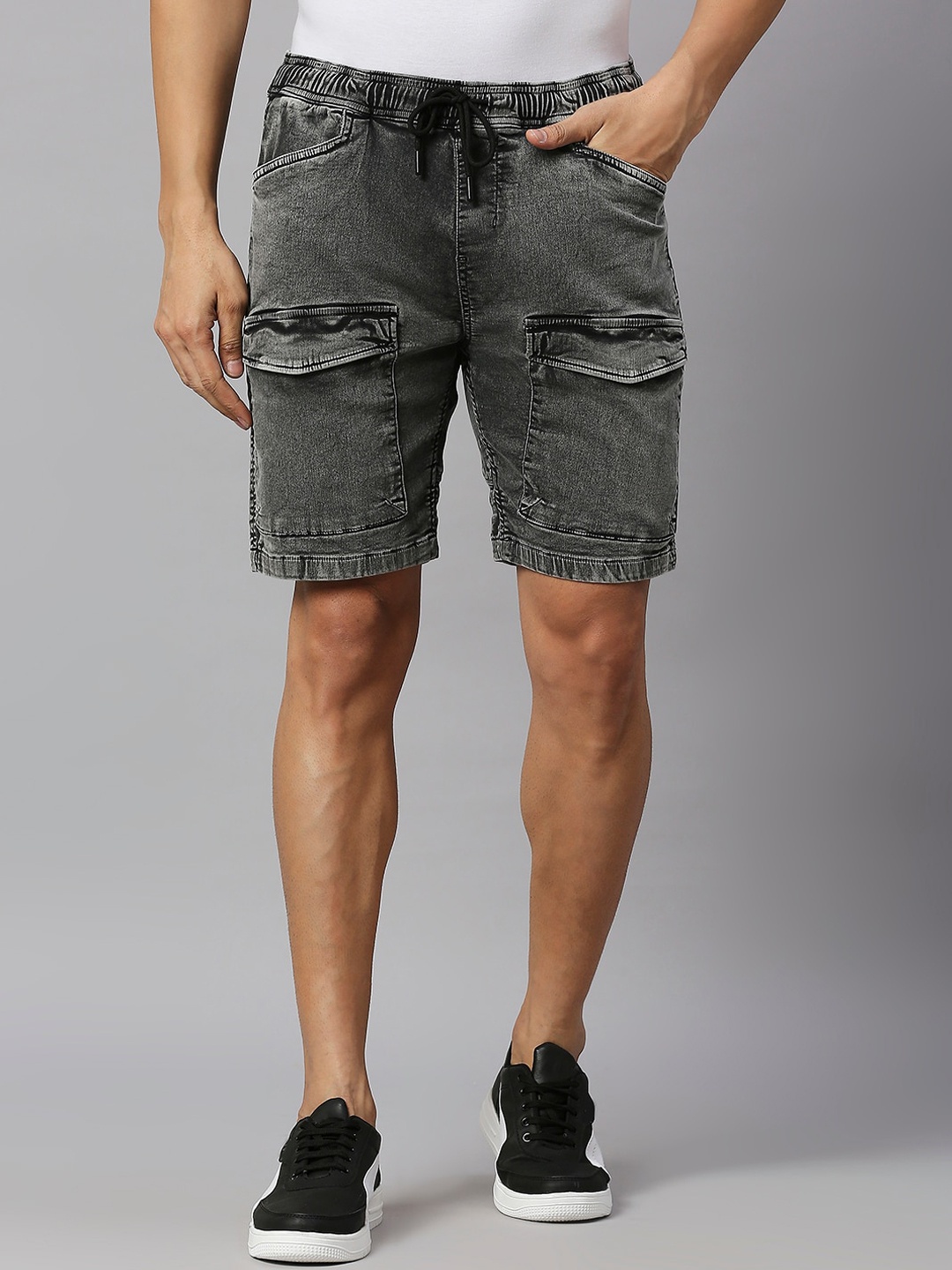 

Mast & Harbour Men Slim Fit Cargo Shorts, Grey