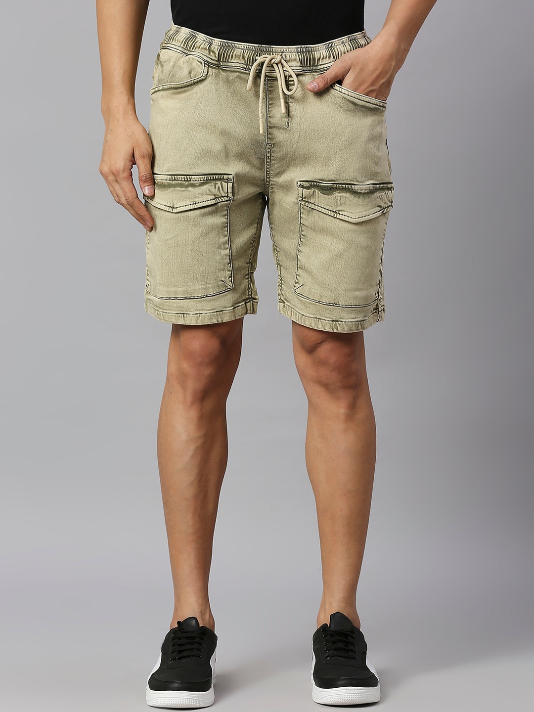 

Mast & Harbour Men Slim Fit Cargo Shorts, Beige