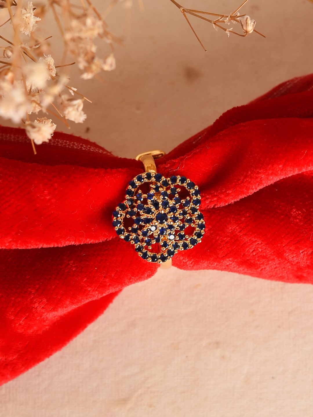 

VIRAASI Gold Plated AD Studded Adjustable Finger Ring