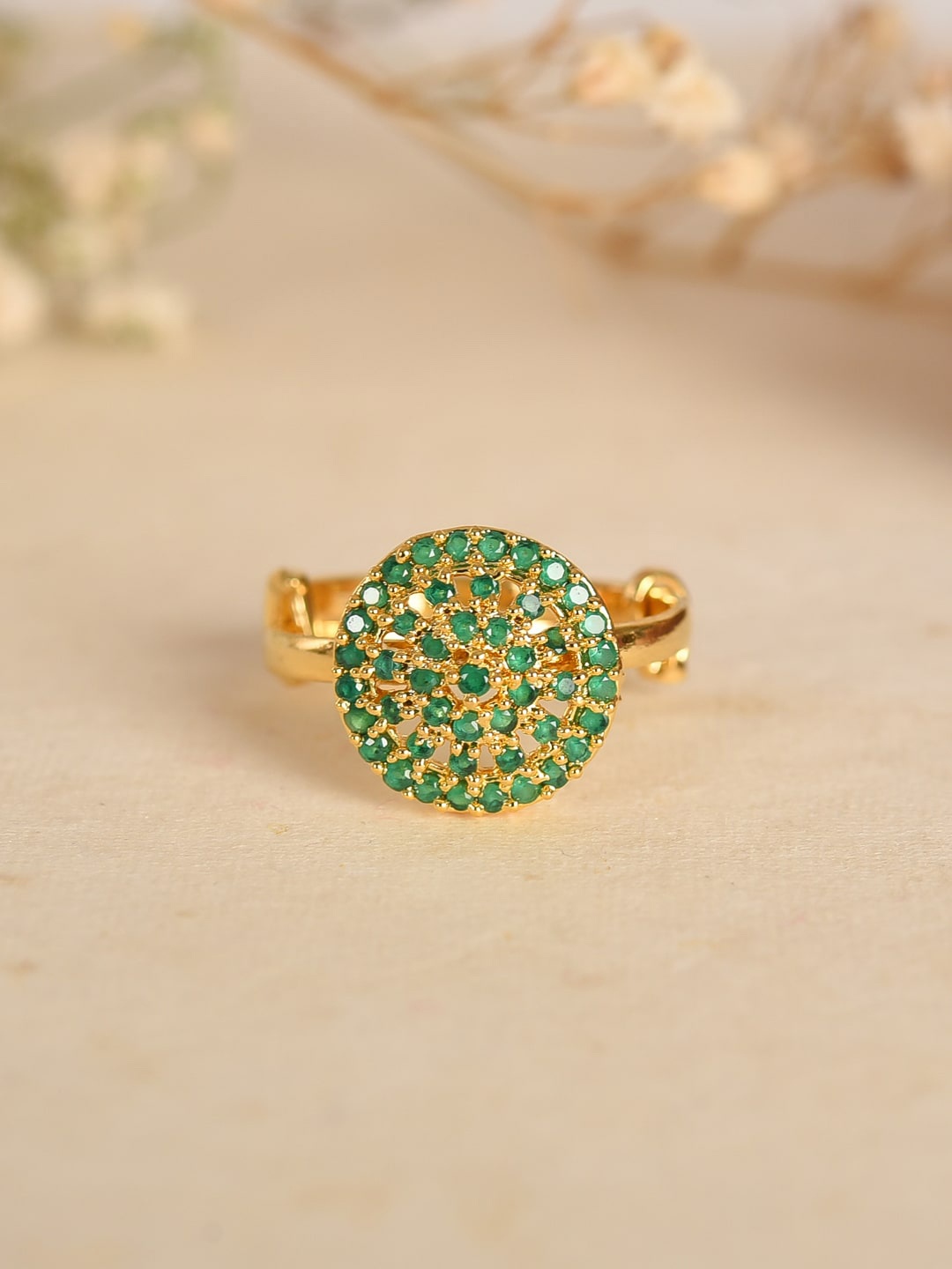 

VIRAASI Gold Plated AD Studded Adjustable Finger Ring