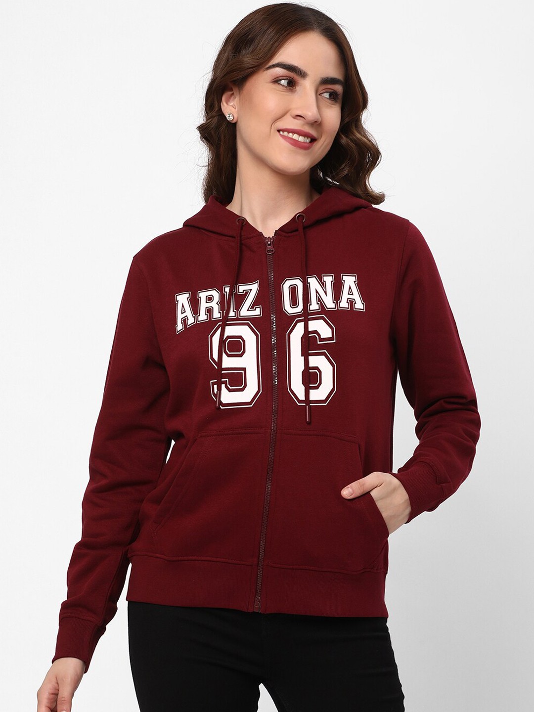 

R&B Typography Printed Cotton Bomber Jacket, Red