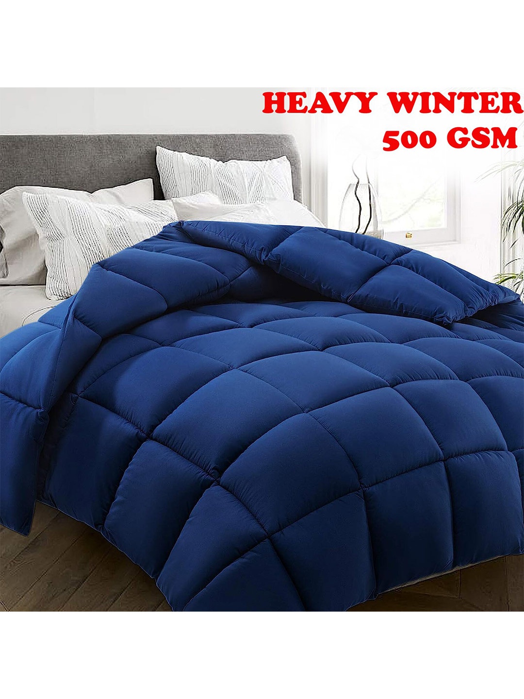 

Texlux Blue Heavy Winter Cotton 500 GSM Microfibre Filling Double Bed Comforter