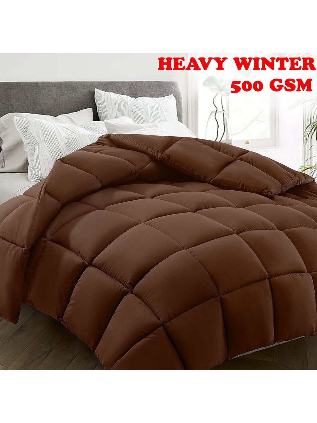 

Texlux Brown Heavy Winter Cotton 500 GSM Microfibre Filling Double Bed Comforter