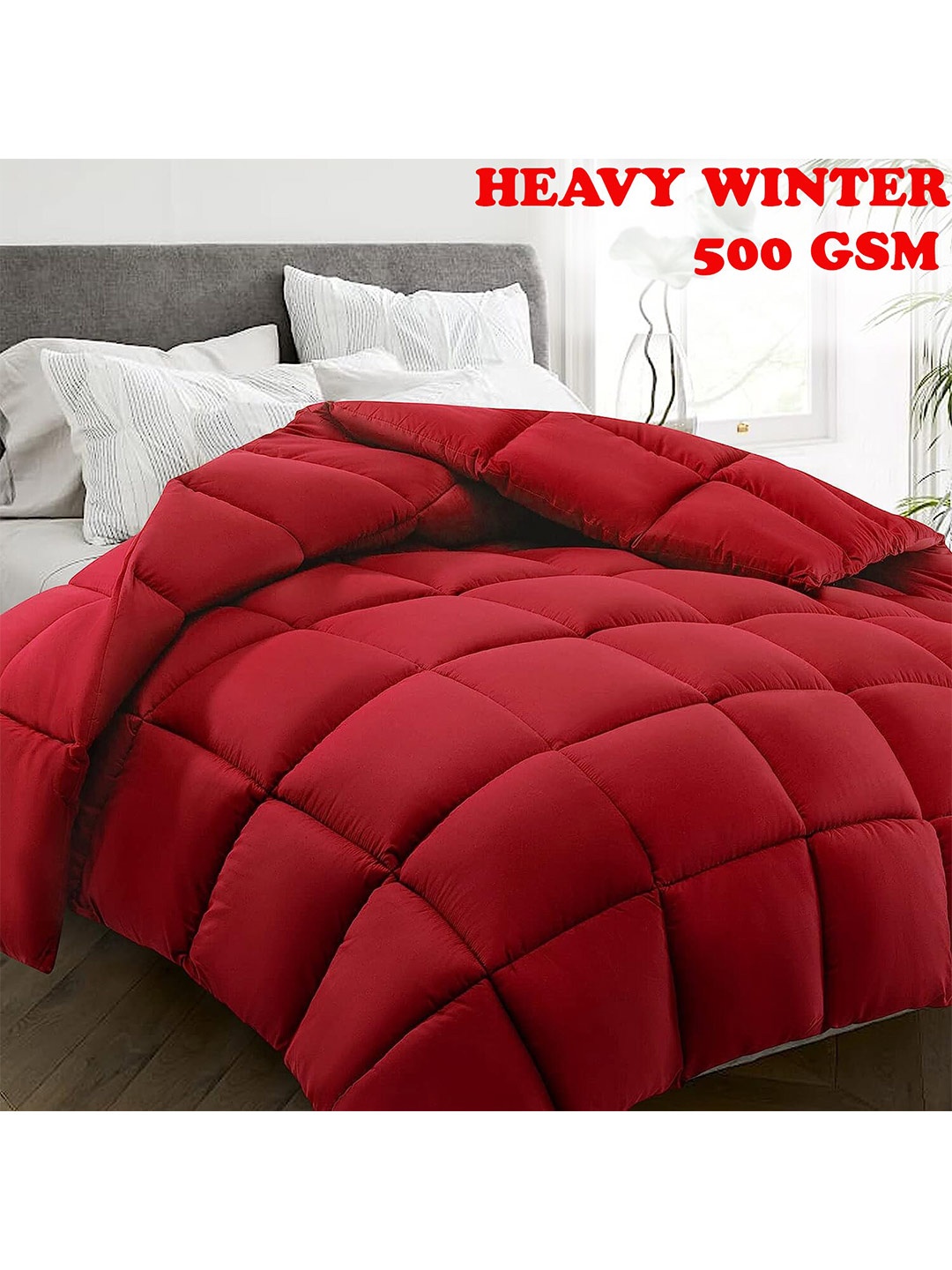 

Texlux Red Heavy Winter Cotton 500 GSM Microfibre Filling Single Bed Comforter