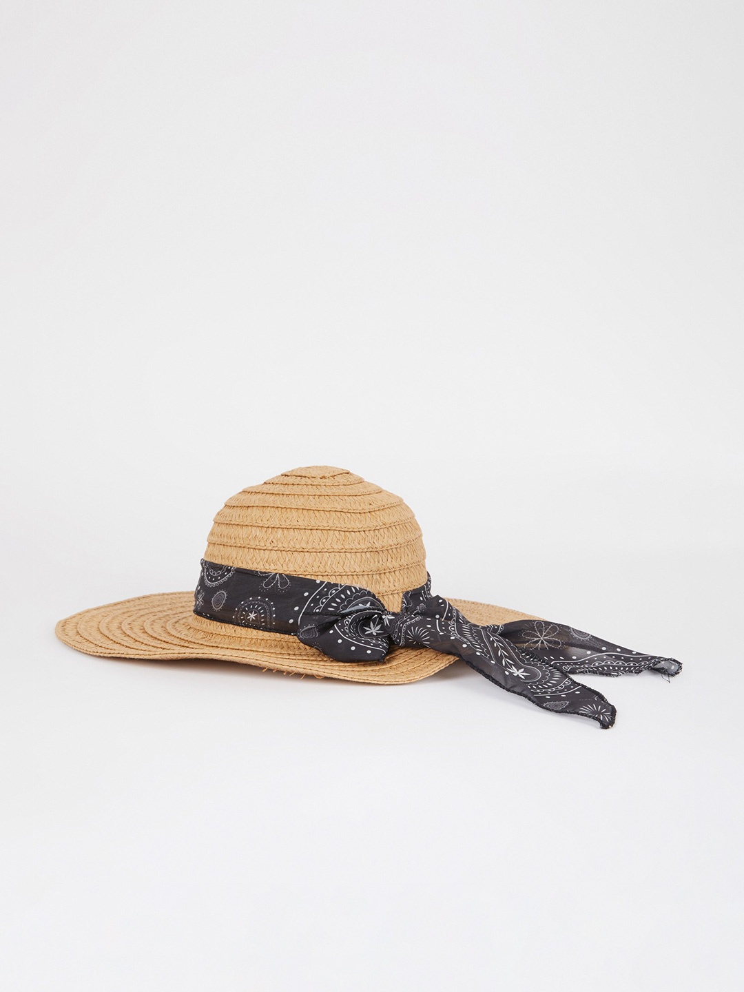 

DeFacto Women Woven Design Bow Detail Straw Hat, Beige