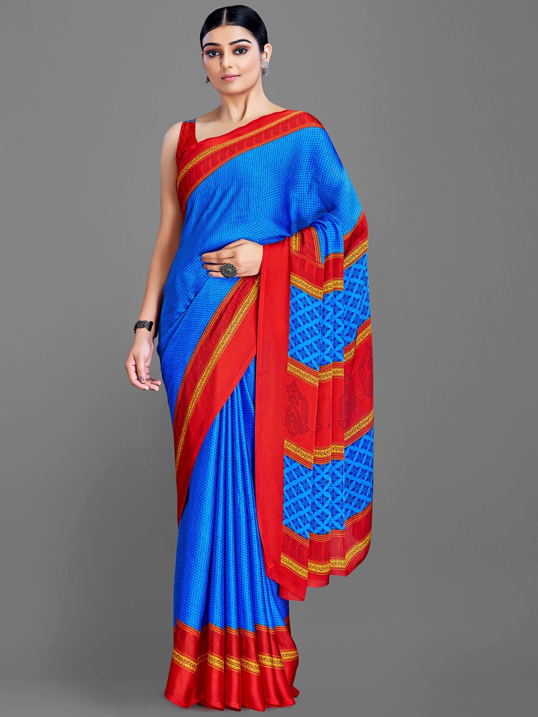 

KALINI Ethnic Motifs Printed Saree, Blue