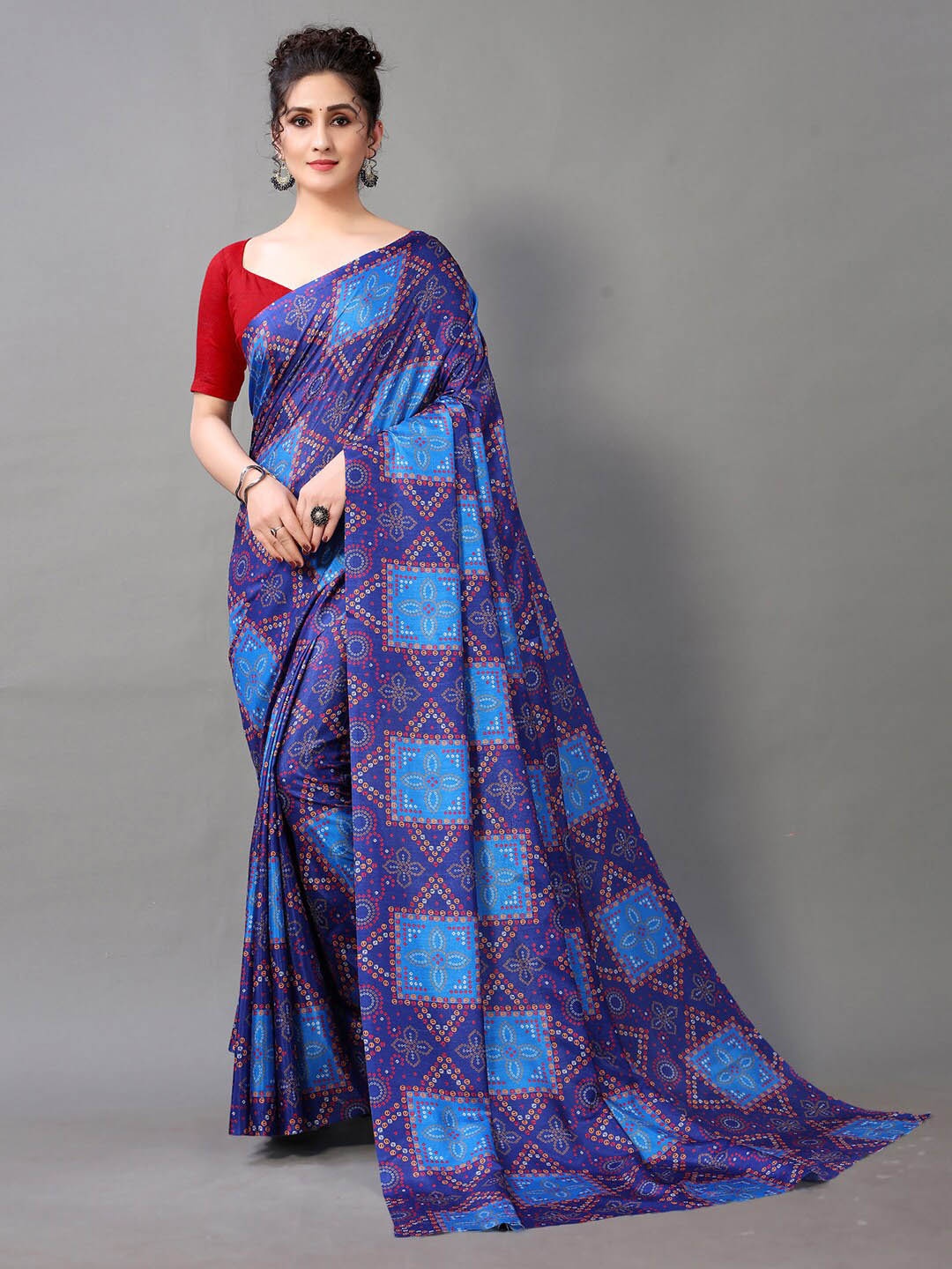 

KALINI Bandhani Printed Georgette Saree, Blue