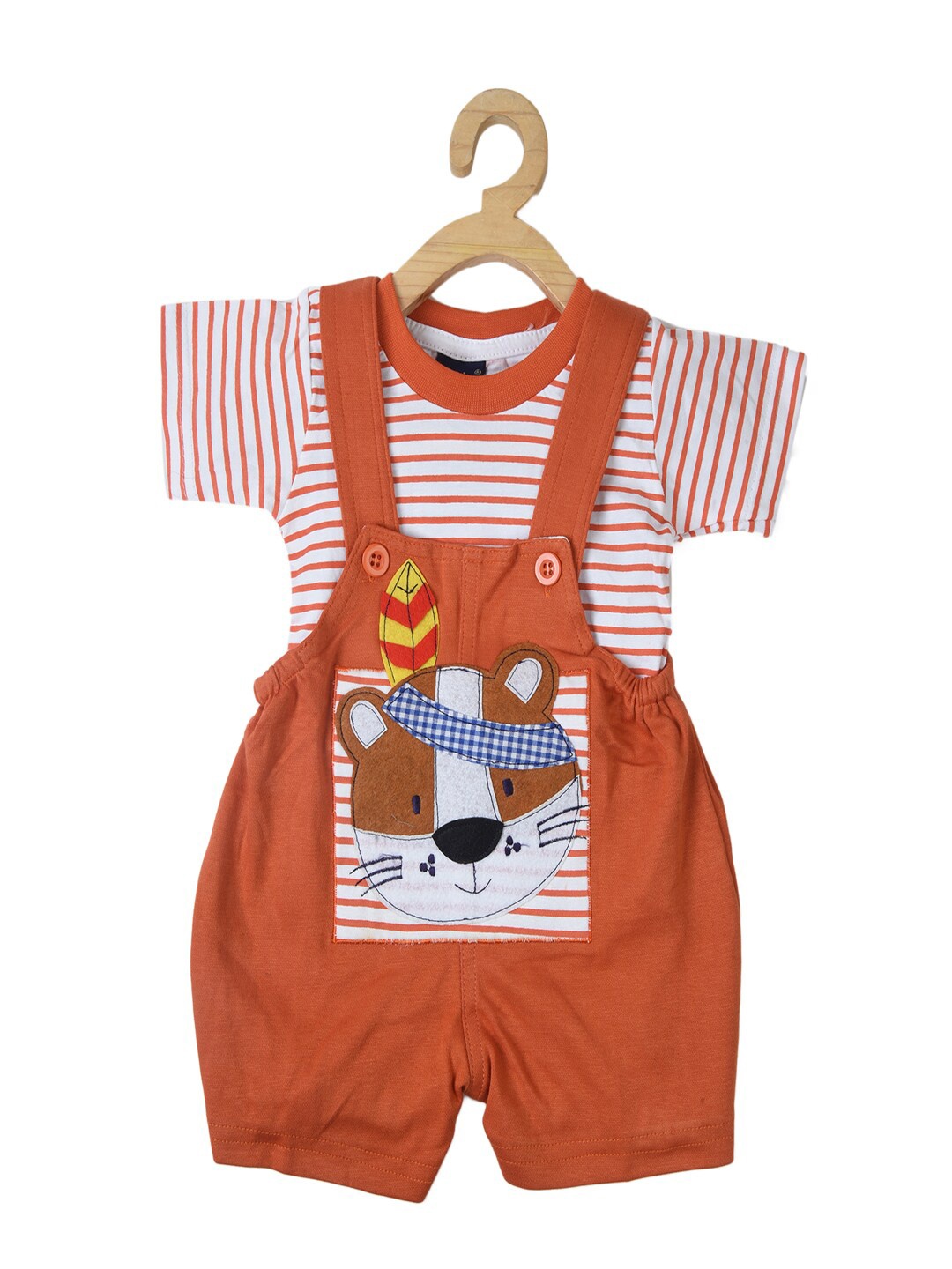 

BAESD Kids Pure Cotton Applique Detail Dungree with T-Shirt, Orange
