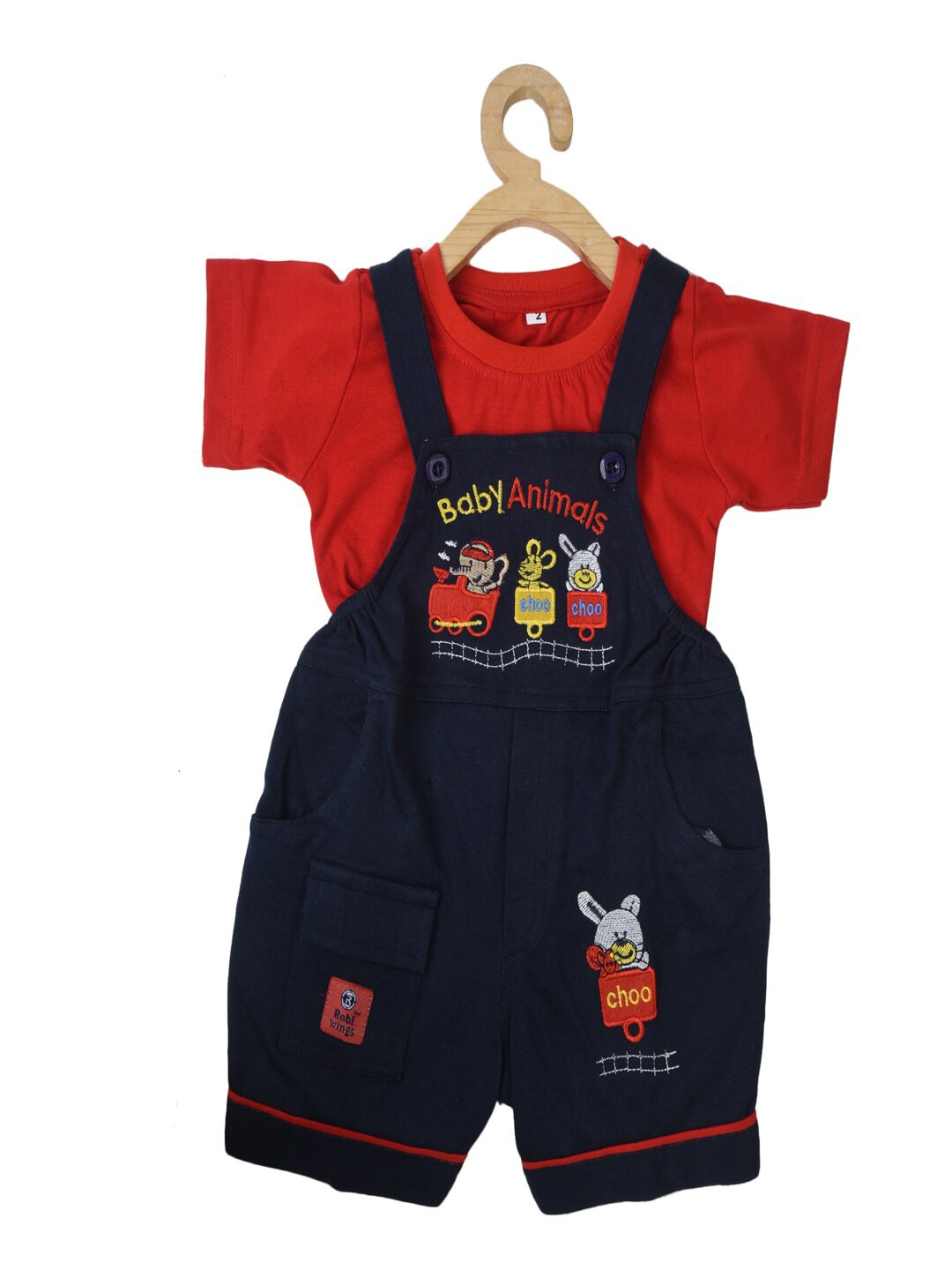 

BAESD Infants Kids Graphic Printed Pure Cotton Dungaree with T-Shirt, Black