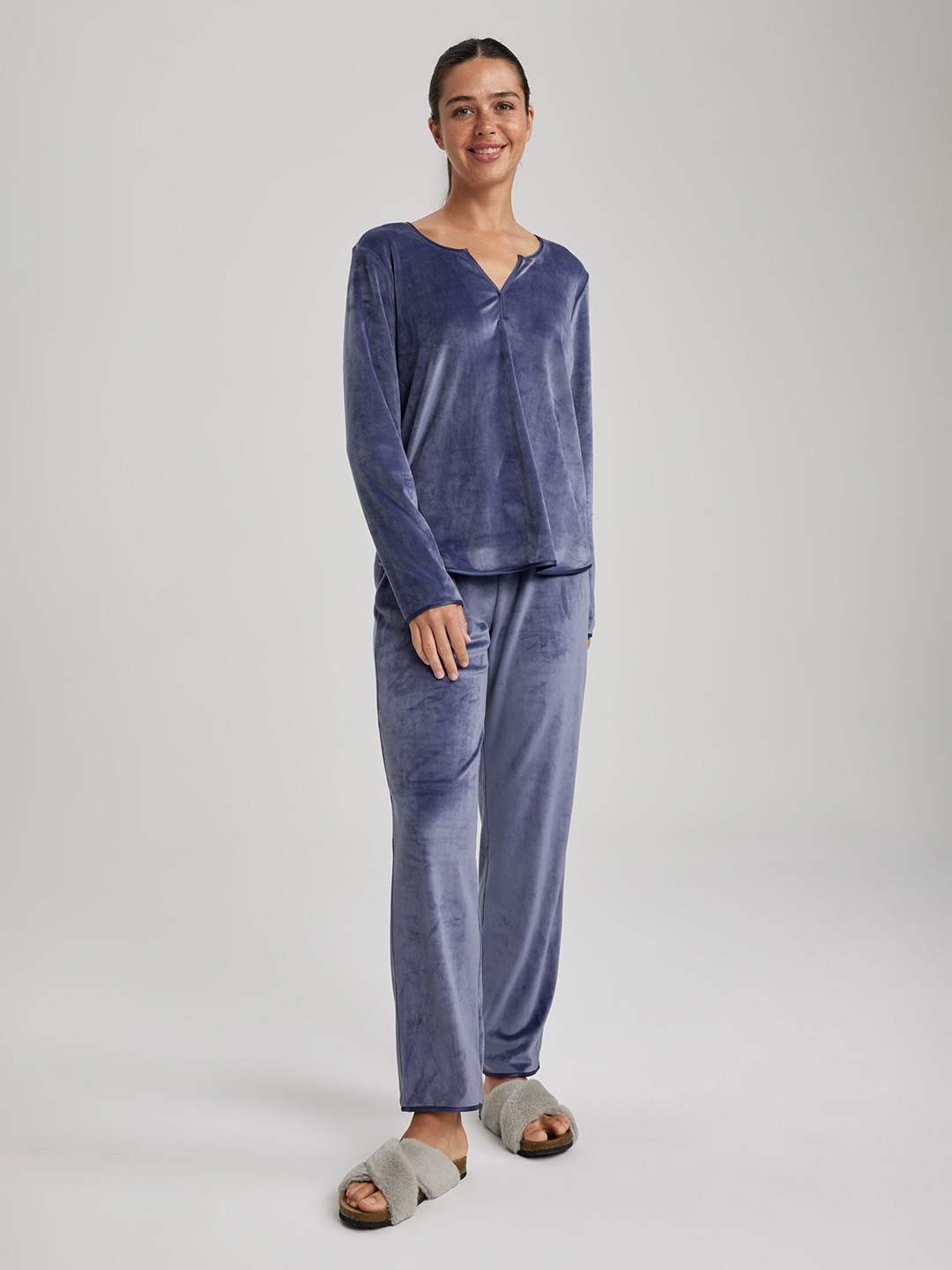 

DeFacto Round Neck T-shirt With Pyjamas, Blue