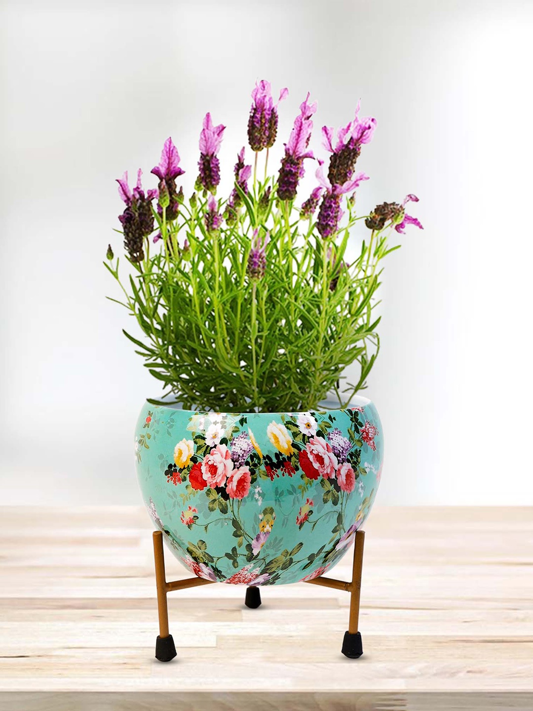 Peng Essentials Blue & Red Metallic Indoor Planter With Stand