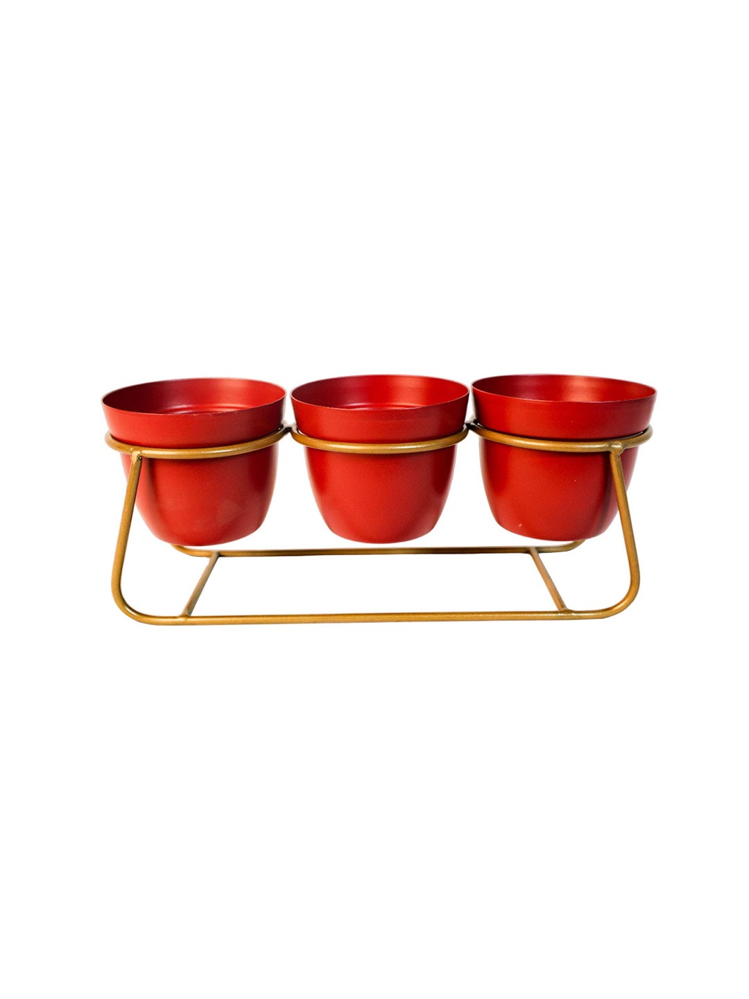 

Peng Essentials Red 3 Pieces Metal Indoor Planter With Stand
