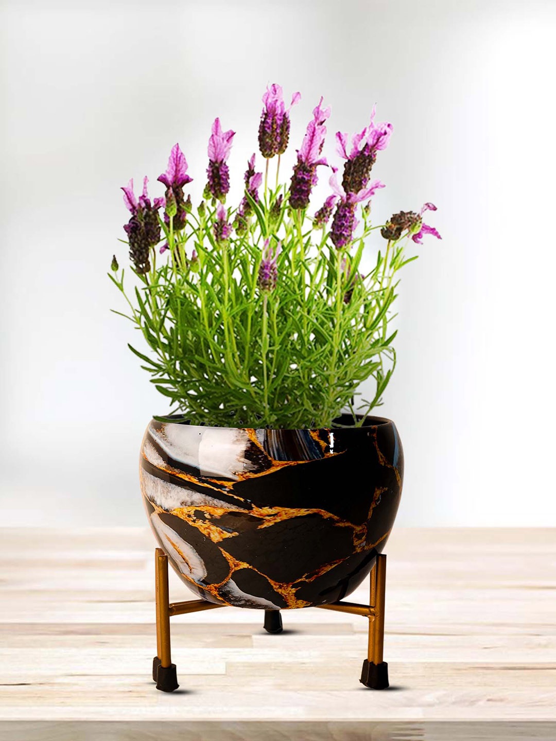 Peng Essentials Brown & Orange 2 Pieces Indoor Plant Vase with Stand