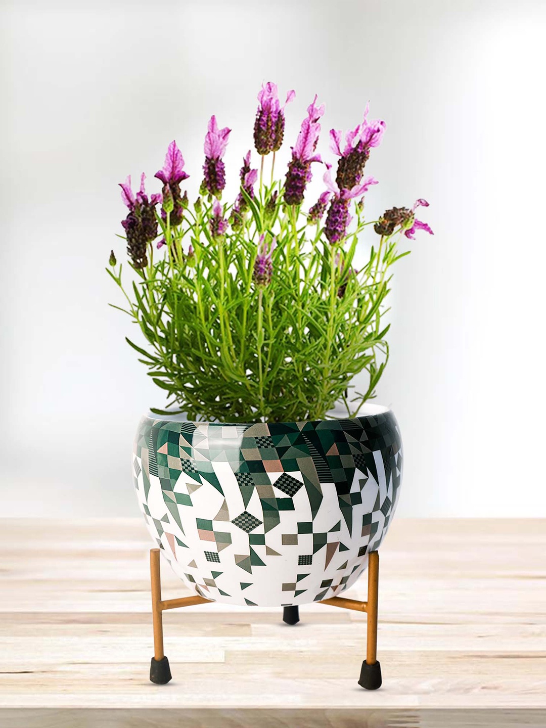 

Peng Essentials White & Brown 2 Pieces Metal Indoor Plant Vase with Stand