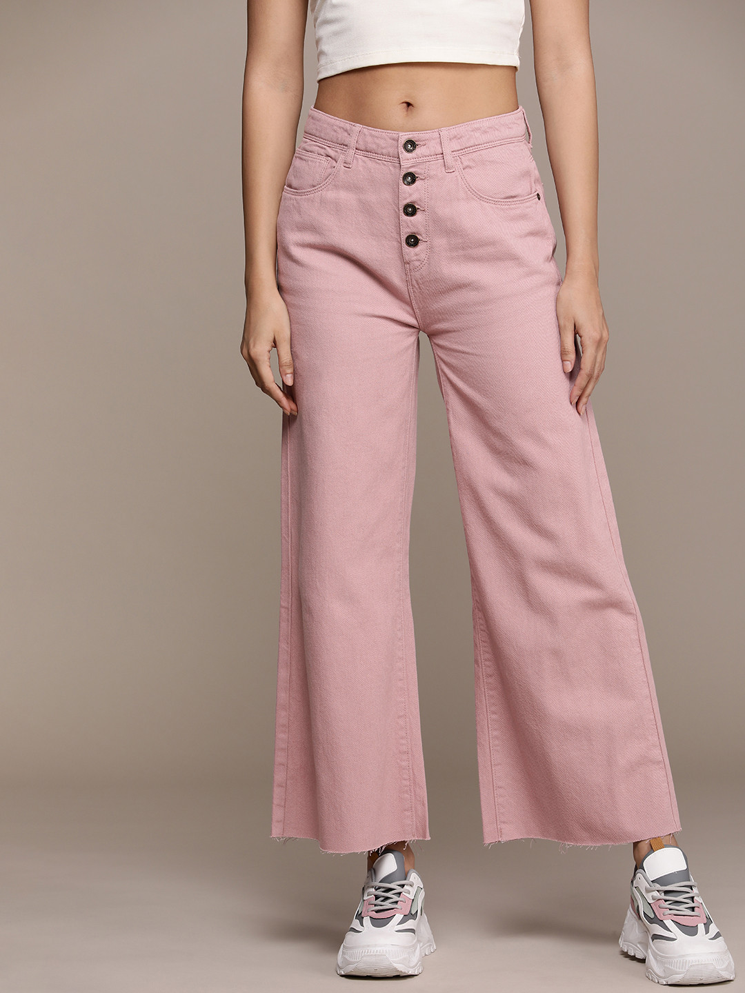 

Roadster Women Wide Leg High-Rise Jeans, Rose