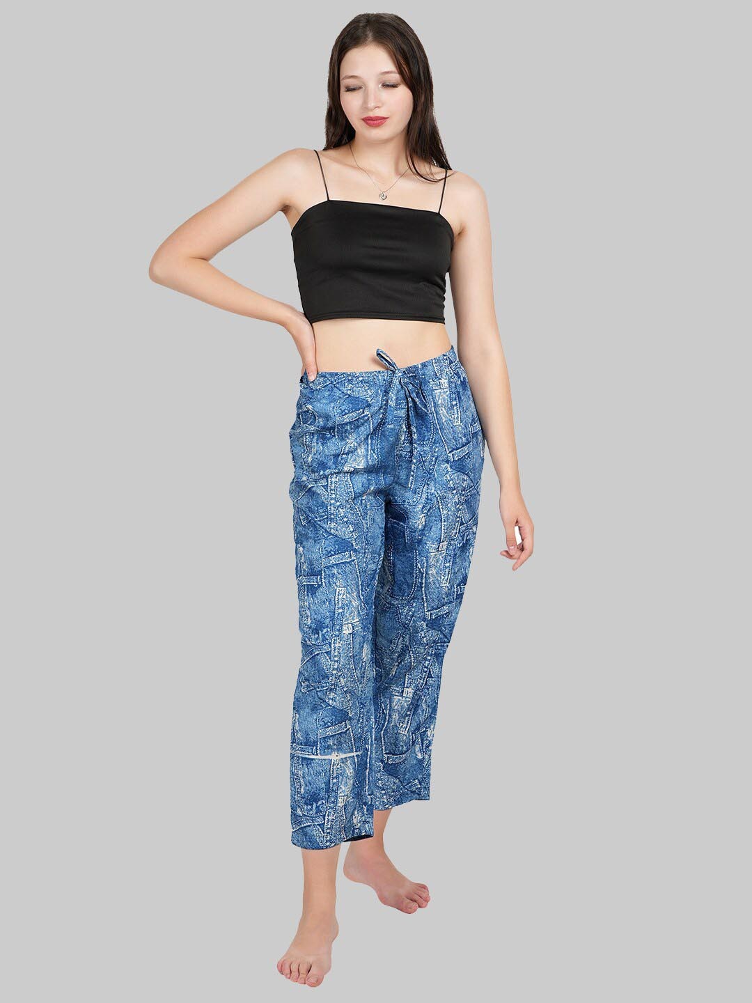

Style Shoes Women Printed Lounge Pants, Blue