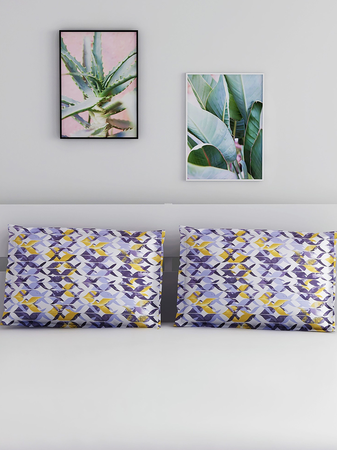 

Salona Bichona Blue & Orange 2 Pieces Printed Pure Cotton Pillow Covers