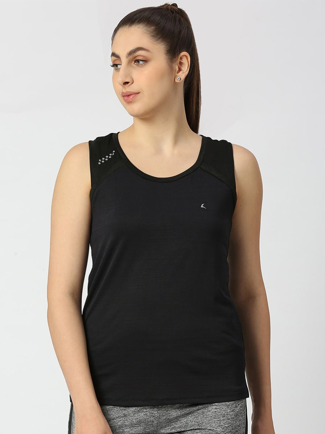 

Lovable Sport Round Neck Sleeveless Cut Out Tank Top, Black