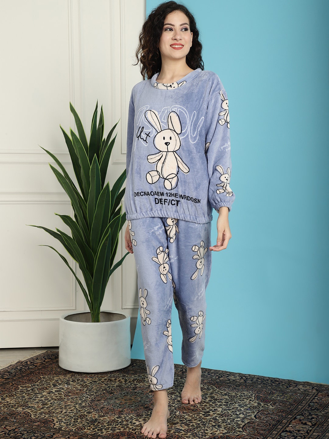 

TAG 7 Cartoon Characters Printed Night suit, Blue