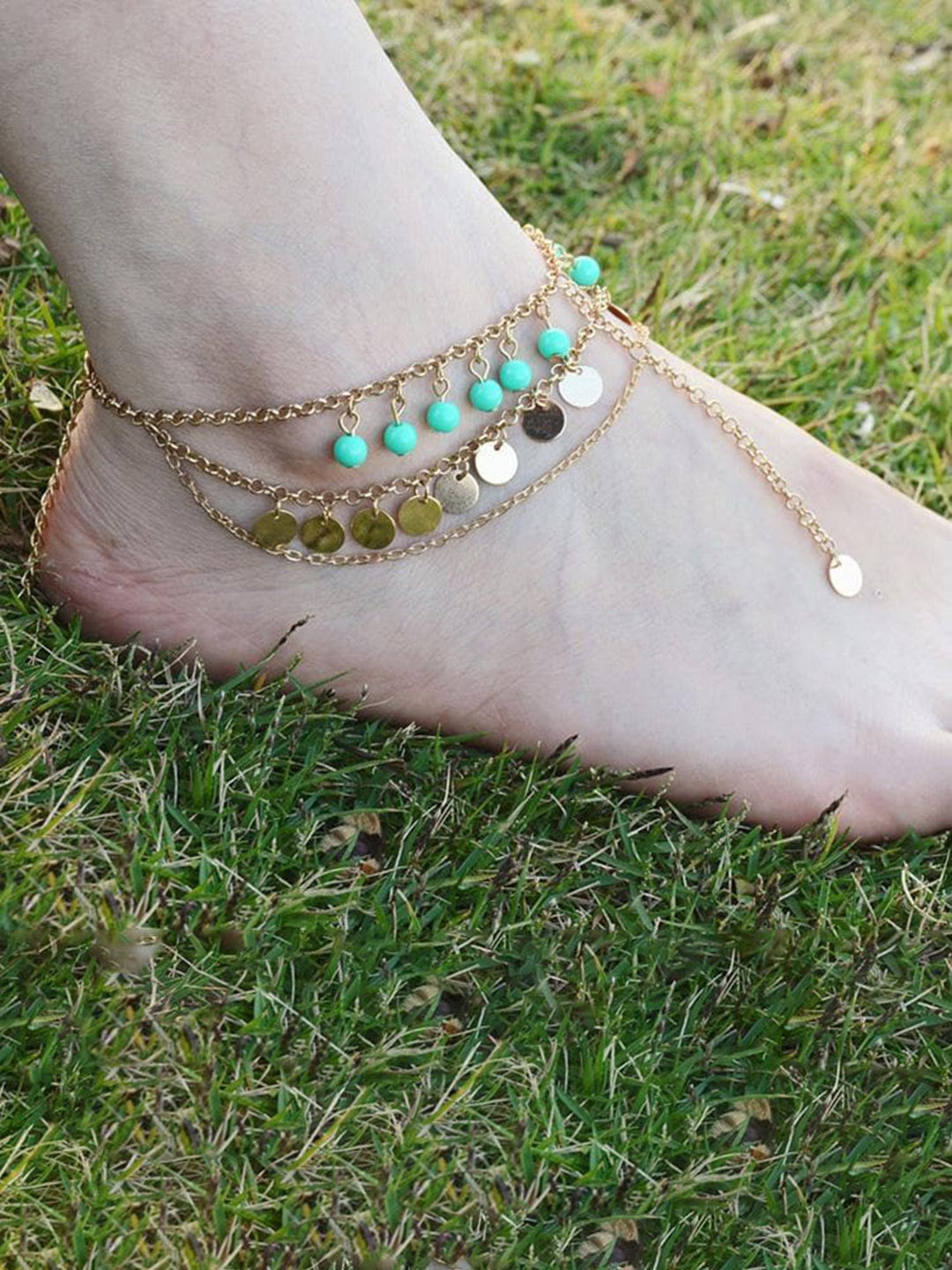

Lyla Gold-Plated Coin Detail & Beaded Anklets