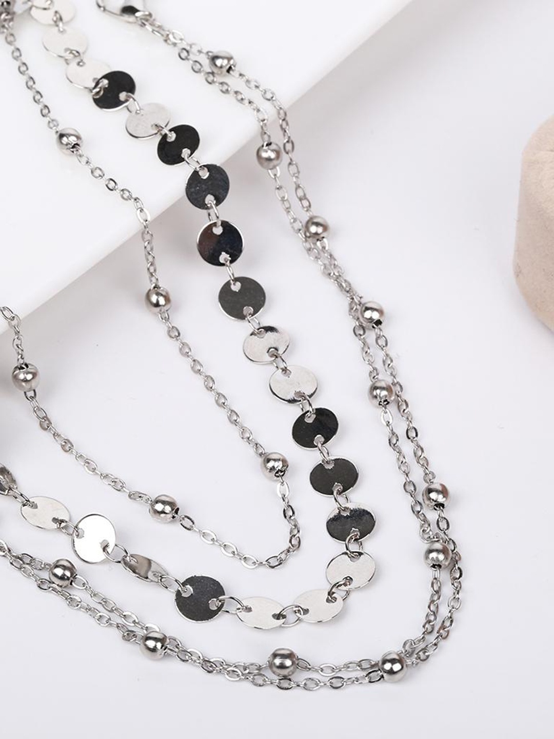 

Lyla Set Of 2 Intricated-Textured Chain-Detail Anklets, Silver