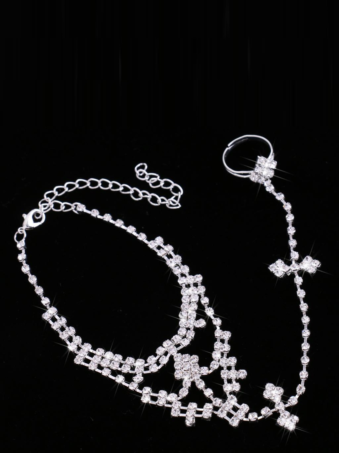 

Lyla Set Of 2 Silver-Plated Rhinestone-Studded Anklet
