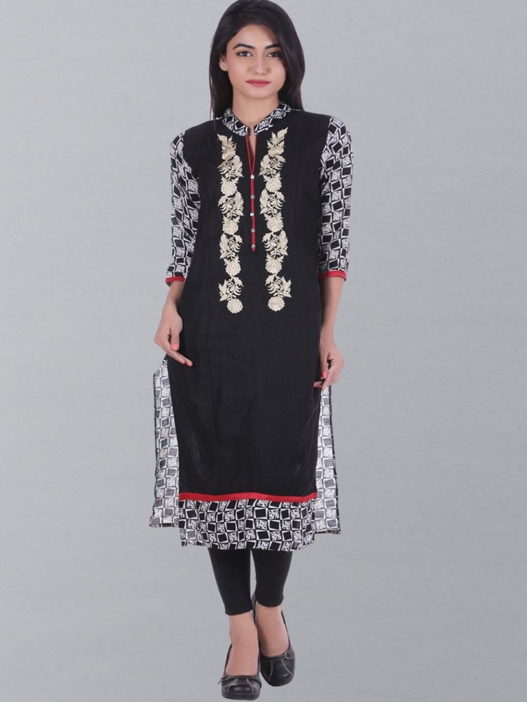 

Geroo Jaipur Embroidered Straight Kurta, Black