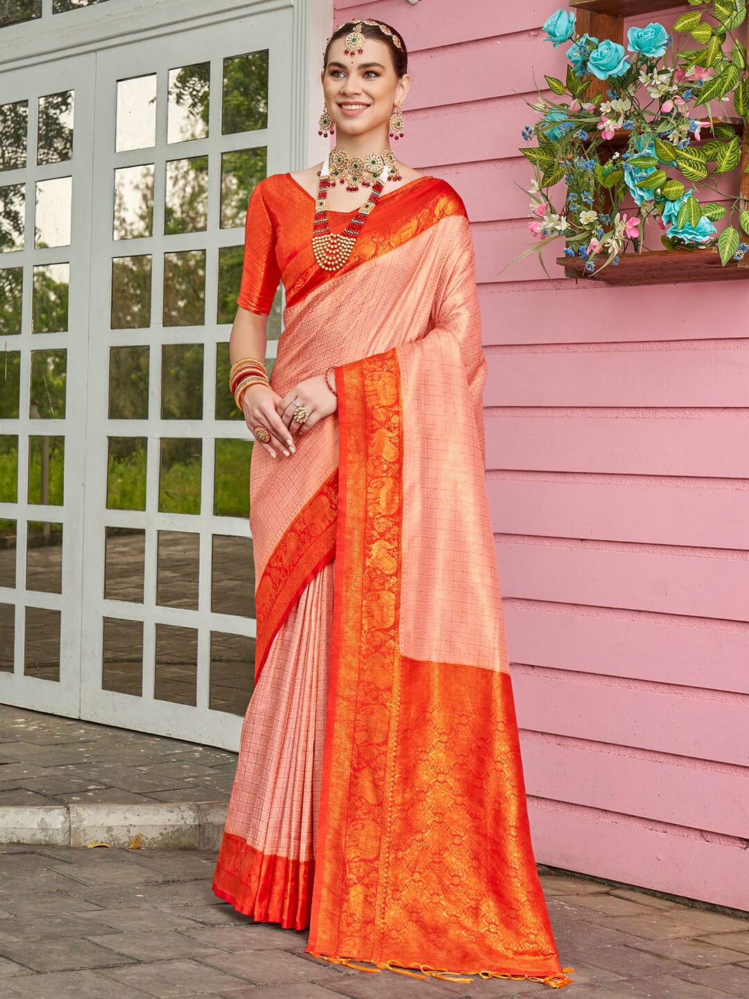 

Anouk Woven Design Zari Saree, Pink