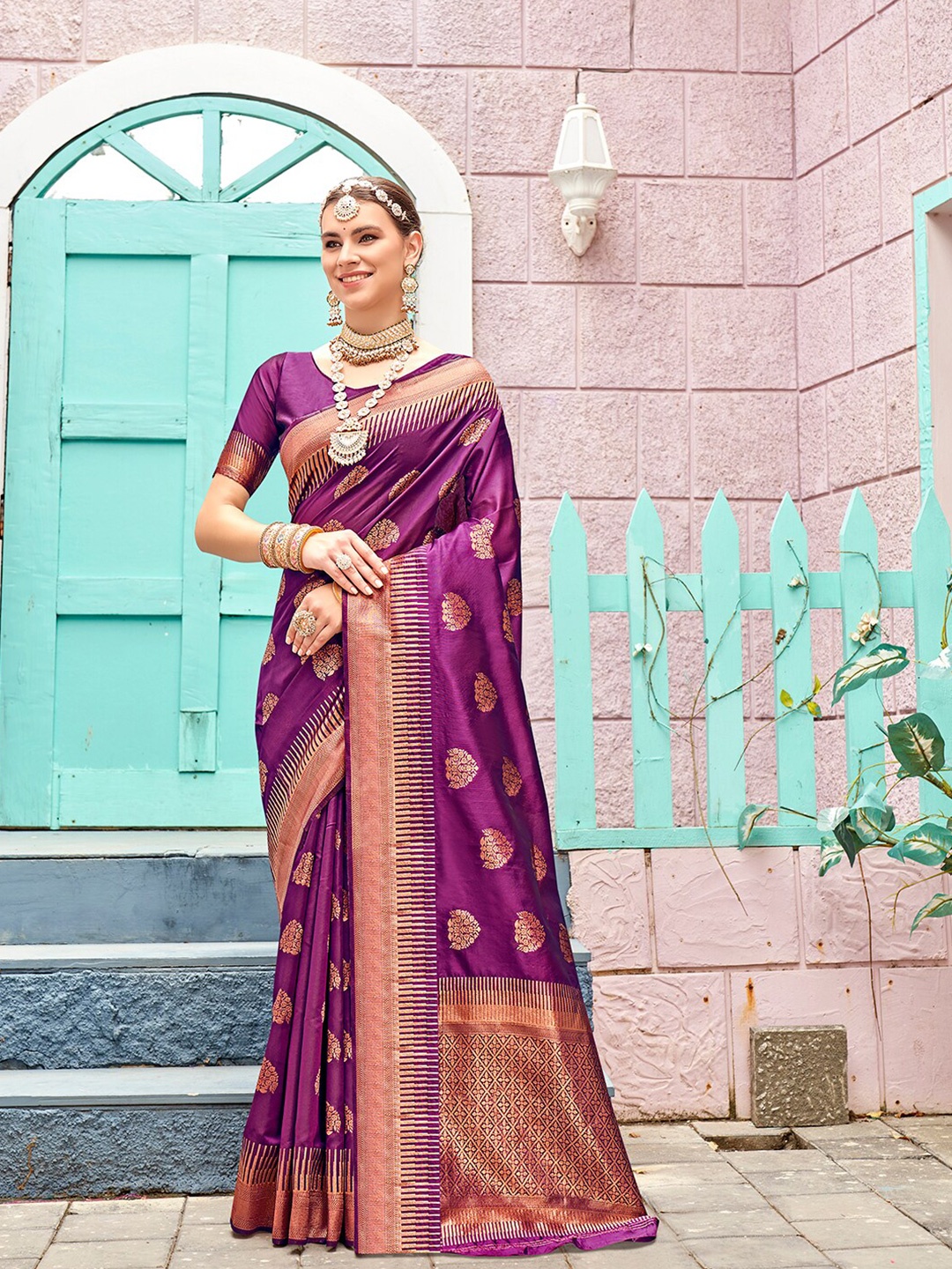 

Anouk Woven Design Zari Banarasi Saree, Purple