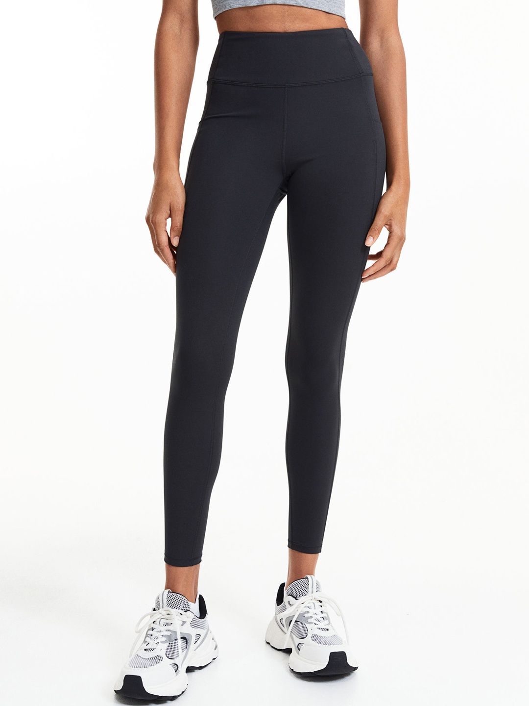 

H&M Women DryMove Pocket-Detail Sports Tights, Grey