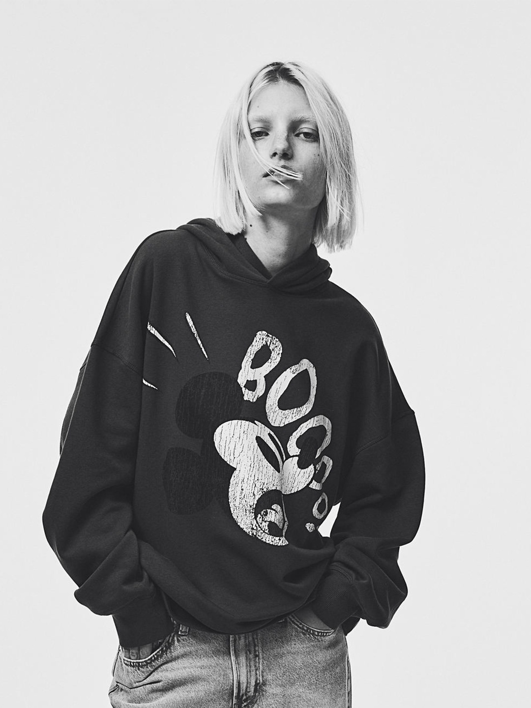 

H&M Oversized Printed Hoodie, Grey